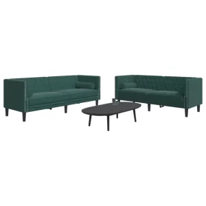 vidaXL Chesterfield Sofa Set Dark green