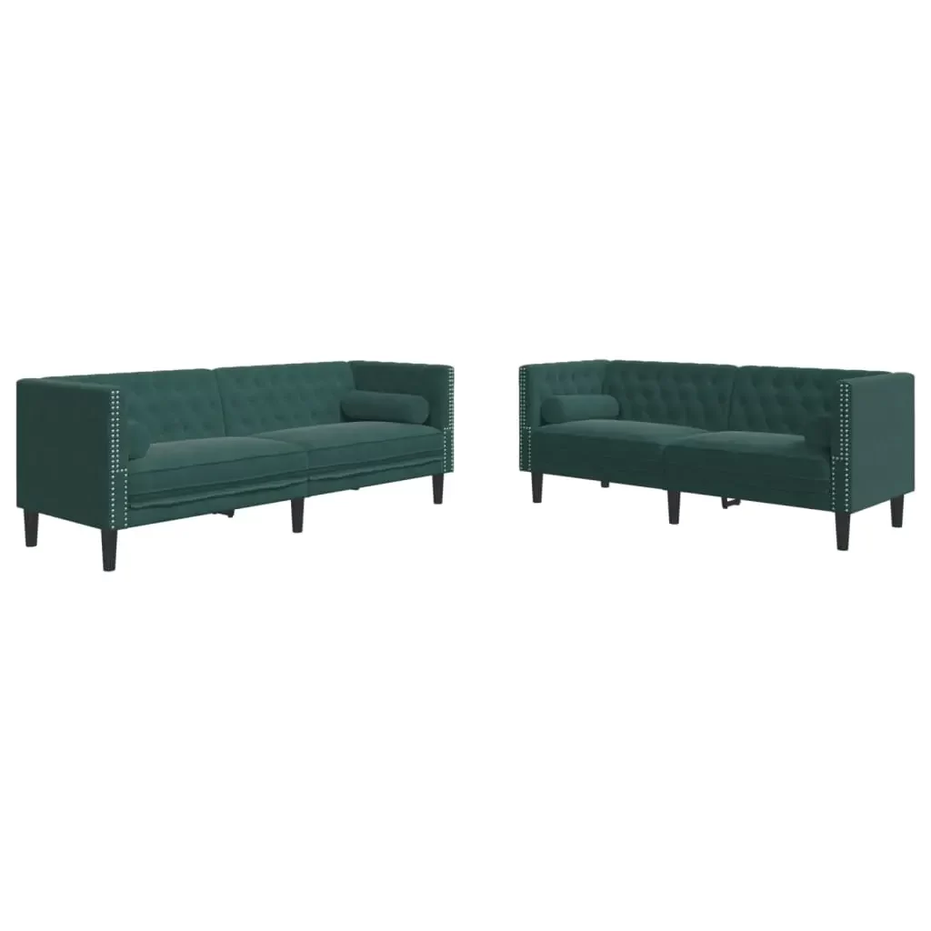 vidaXL Chesterfield Sofa Set Dark green