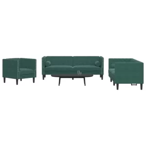 vidaXL Chesterfield Sofa Set Dark Green Velvet 3-Seater