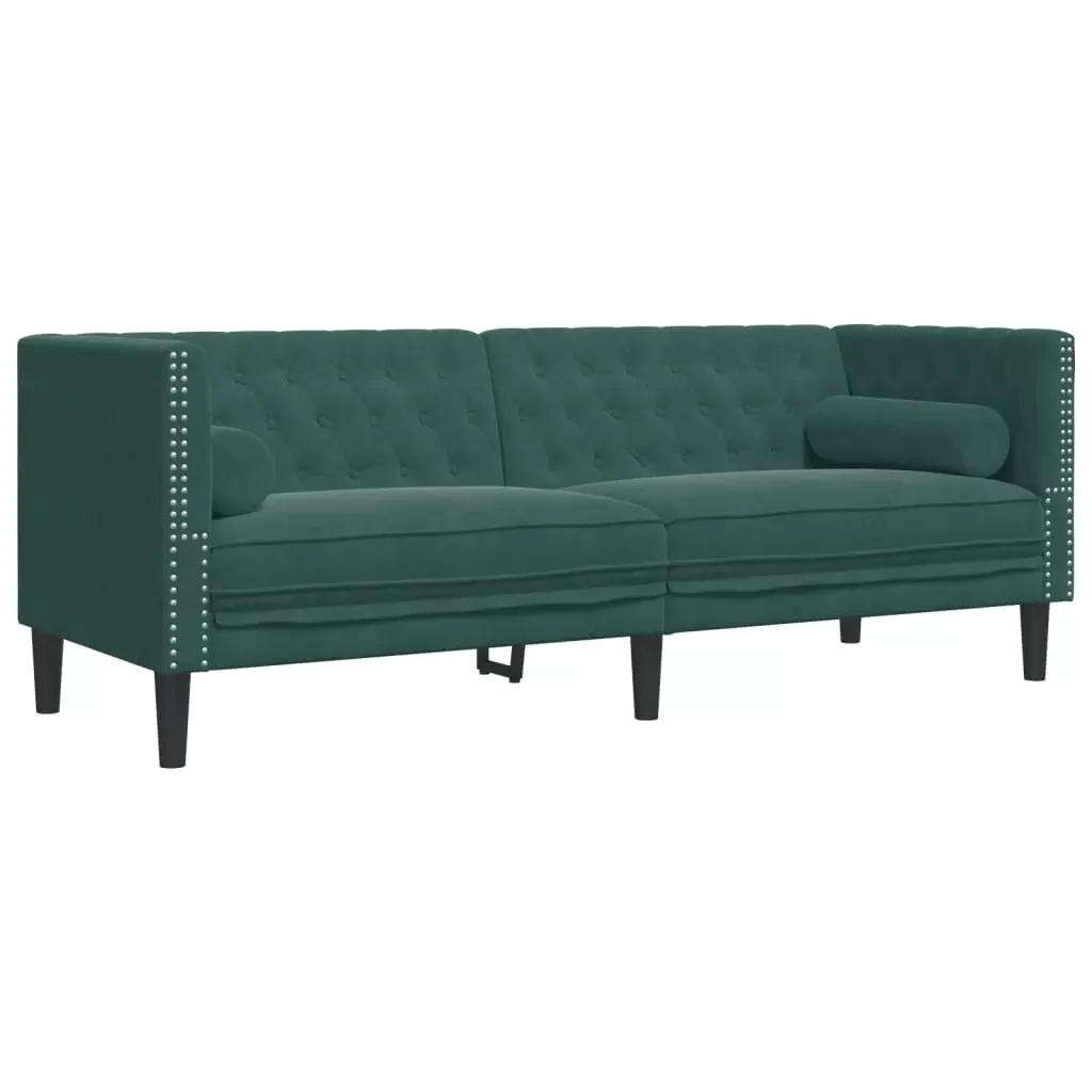 vidaXL Chesterfield Sofa Set Dark Green Velvet 3-Seater