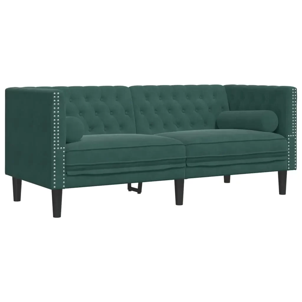 vidaXL Chesterfield Sofa Set Dark Green Velvet 3-Seater