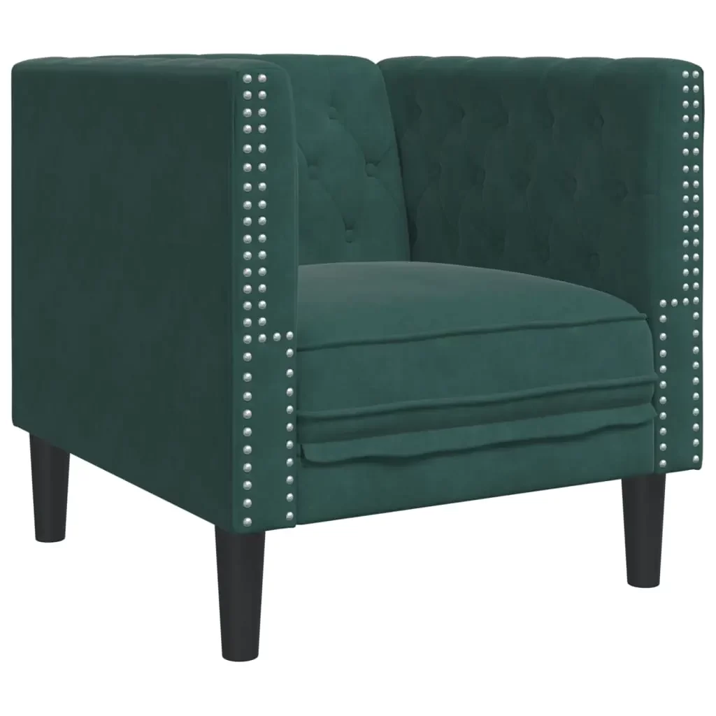 vidaXL Chesterfield Sofa Set Dark Green Velvet 3-Seater