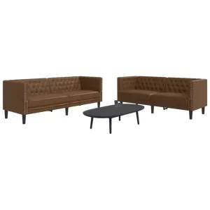 vidaXL Chesterfield Sofa Set Brown
