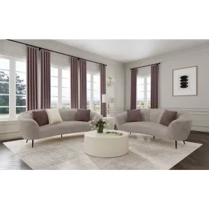 Ellorie 2-piece Upholstered Curved Sofa Set Beige
