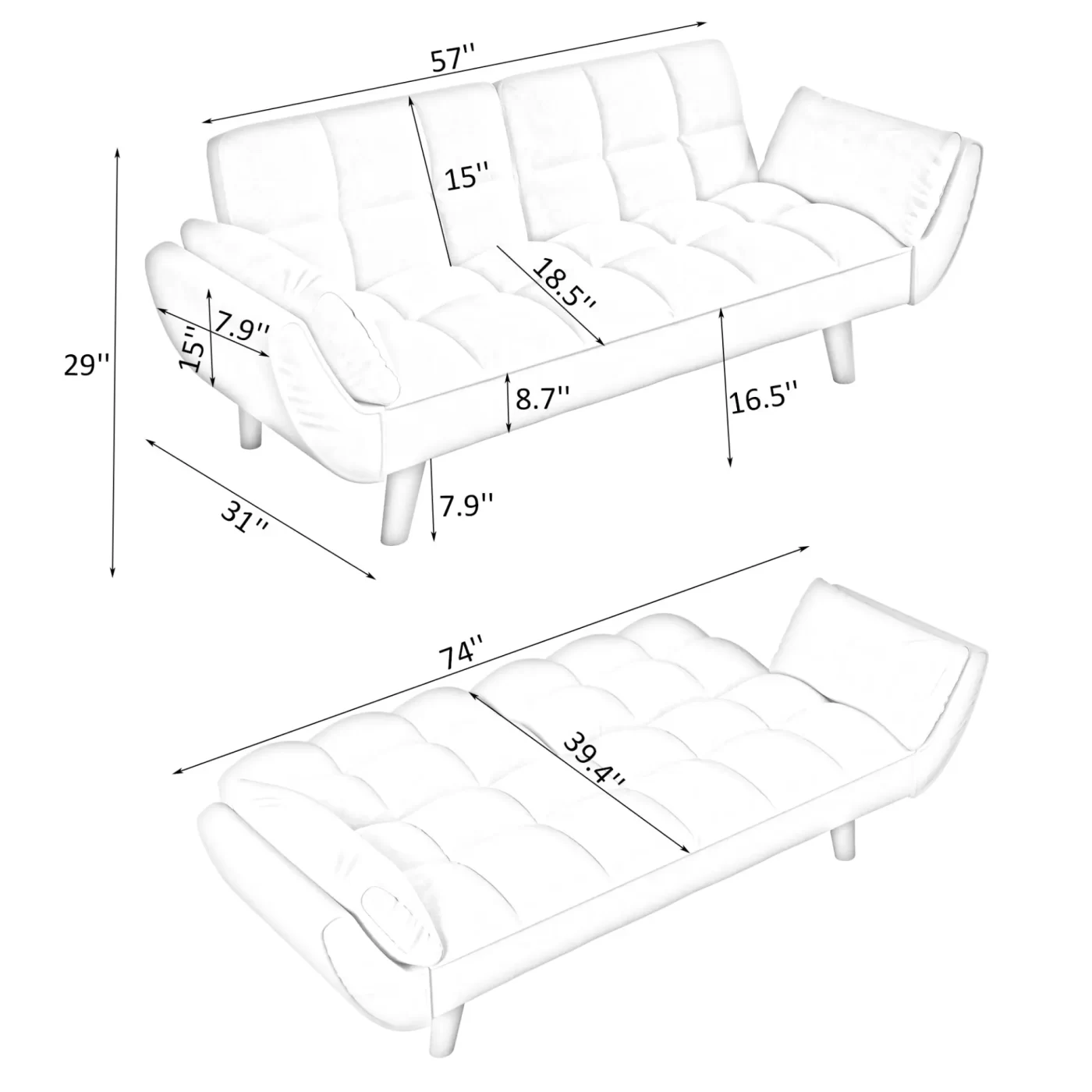 57 "blue sofa Soft two armrests throw pillow pillow comfortable fit apartment bedroom small space