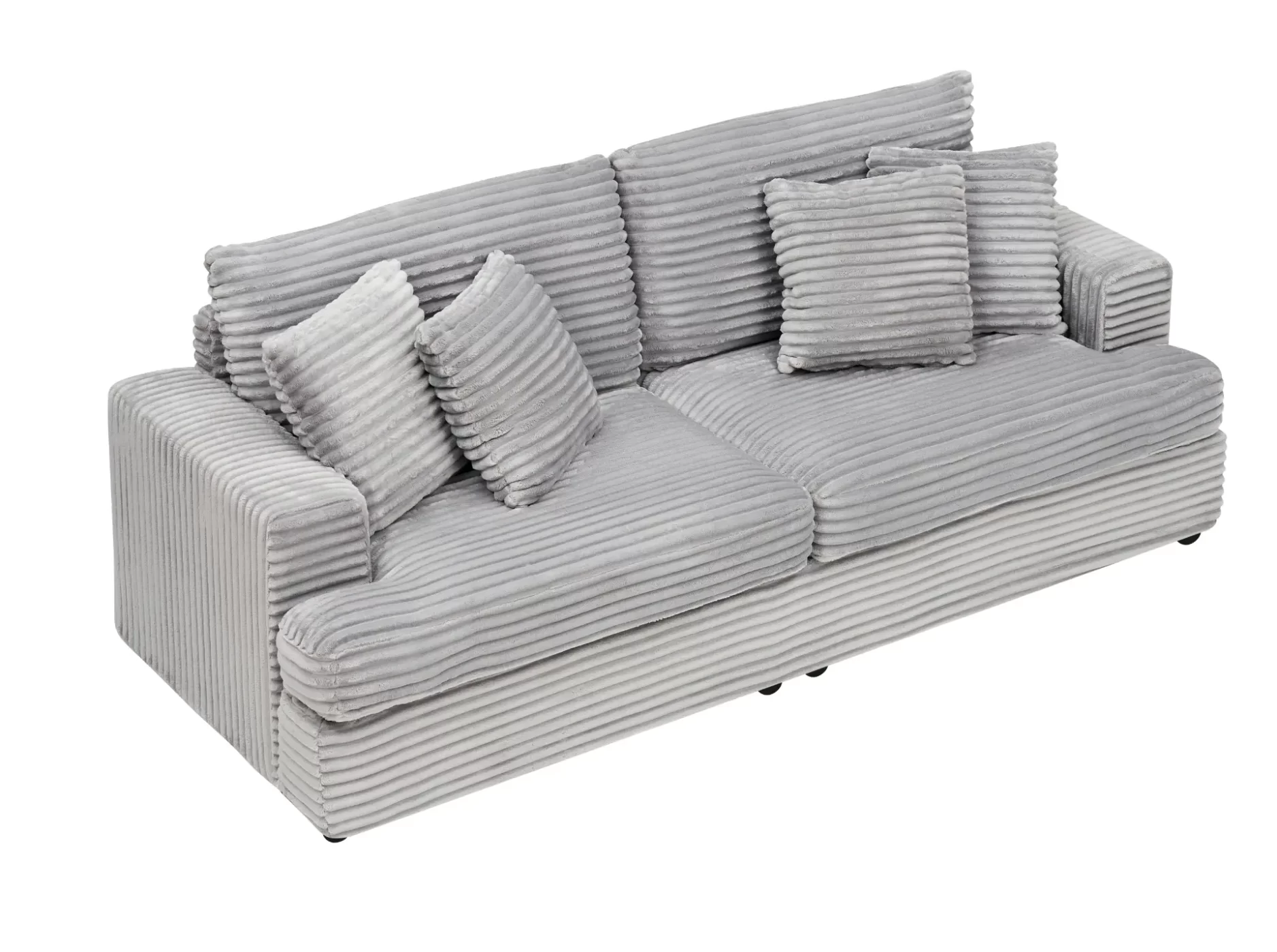 79.3 inches long, Corduroy Sofa, with 4 Matching Toss Pillows Sleek Design Spacious and Comfortable 3 Seater Couch for Modern Living Room,Gray