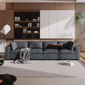Upholstered Modular Sofa with with Storage Space, USB Charge Ports,Wireless Charging and Built-in Bluetooth Speaker in Arm,Sectional sofa for Living Room Apartment.[old sku:WY000317AAE]