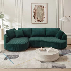 122.04 inch Oversized Sectional Sofa, Modern Couch with Chaise, Comfy Sofa Couch with Left Facing Chaise,Corduroy Sofa Green