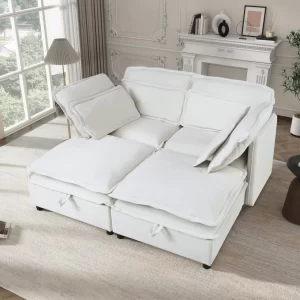 Double-Layer Cushion Modular Sofa, Freely Combinable, 4-Seater with Storage Function, Includes 4 Soft Cushions, Perfect for Living Rooms, Offices, and Apartments
