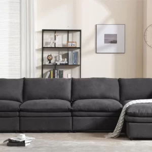 Modern U-shaped Sectional Sofa ,5-seat Sofa ,Sleeper Sofa Couch with Chaise Lounge for Living Room,Apartment,Upholstered,Polyester,New upgrade,Dark Gray