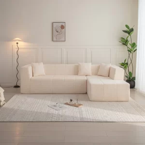 105.5" Modular L-Shaped Sectional Floor Couch, Deep Seat Tufted Comfy Sofa set with Chaise for Living Room