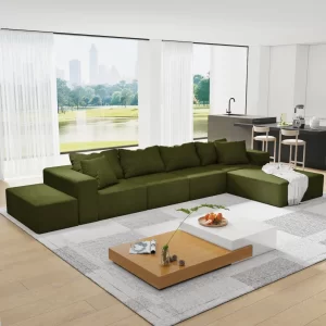 Modern Upholstered Sectional Sofa Couch Set,Modular 132" L Shaped Sectional Living Room Sofa Set With 6 Pillows,Free Combination Sofa Couch for Living Room,Bedroom