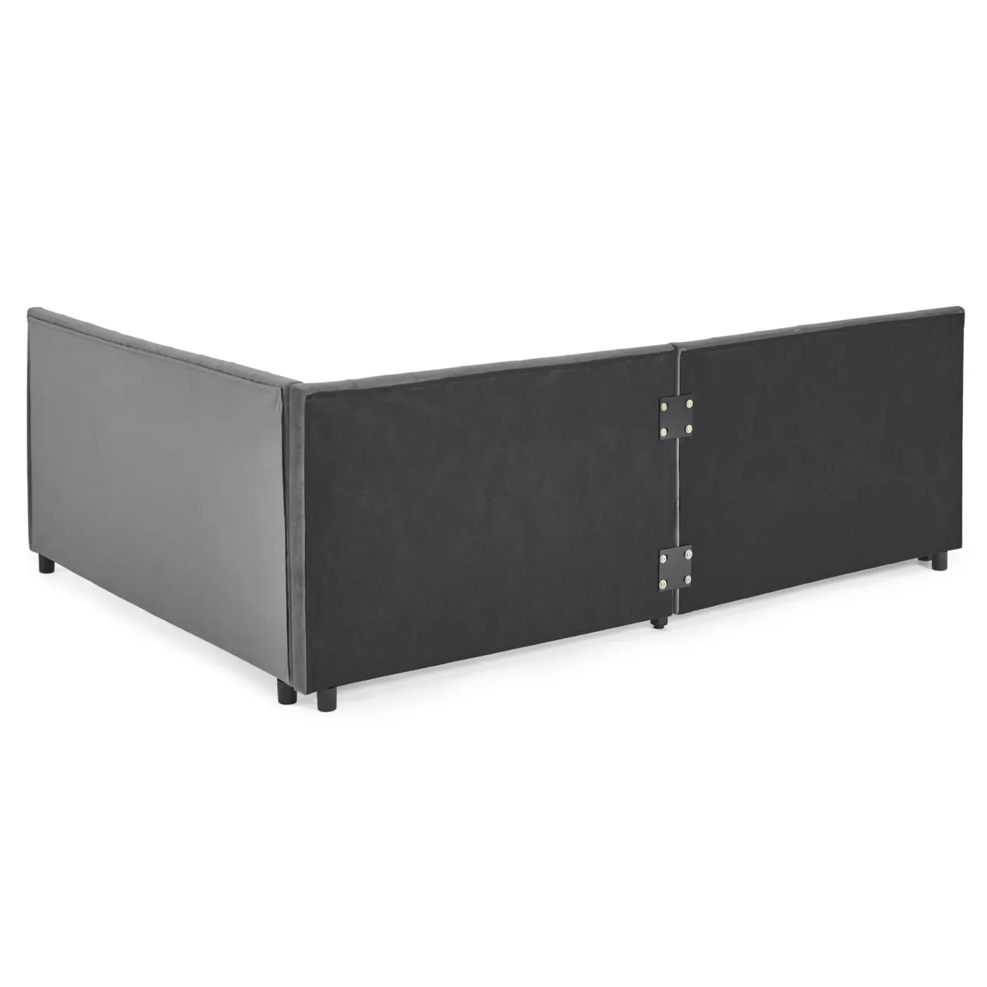 Full Size Upholstered Tufted Bed Frame with Two Drawers, Sofa Bed Frame with Comfortable Backrest and Armrests, Velvet, Grey(79.5''x58''x25'')