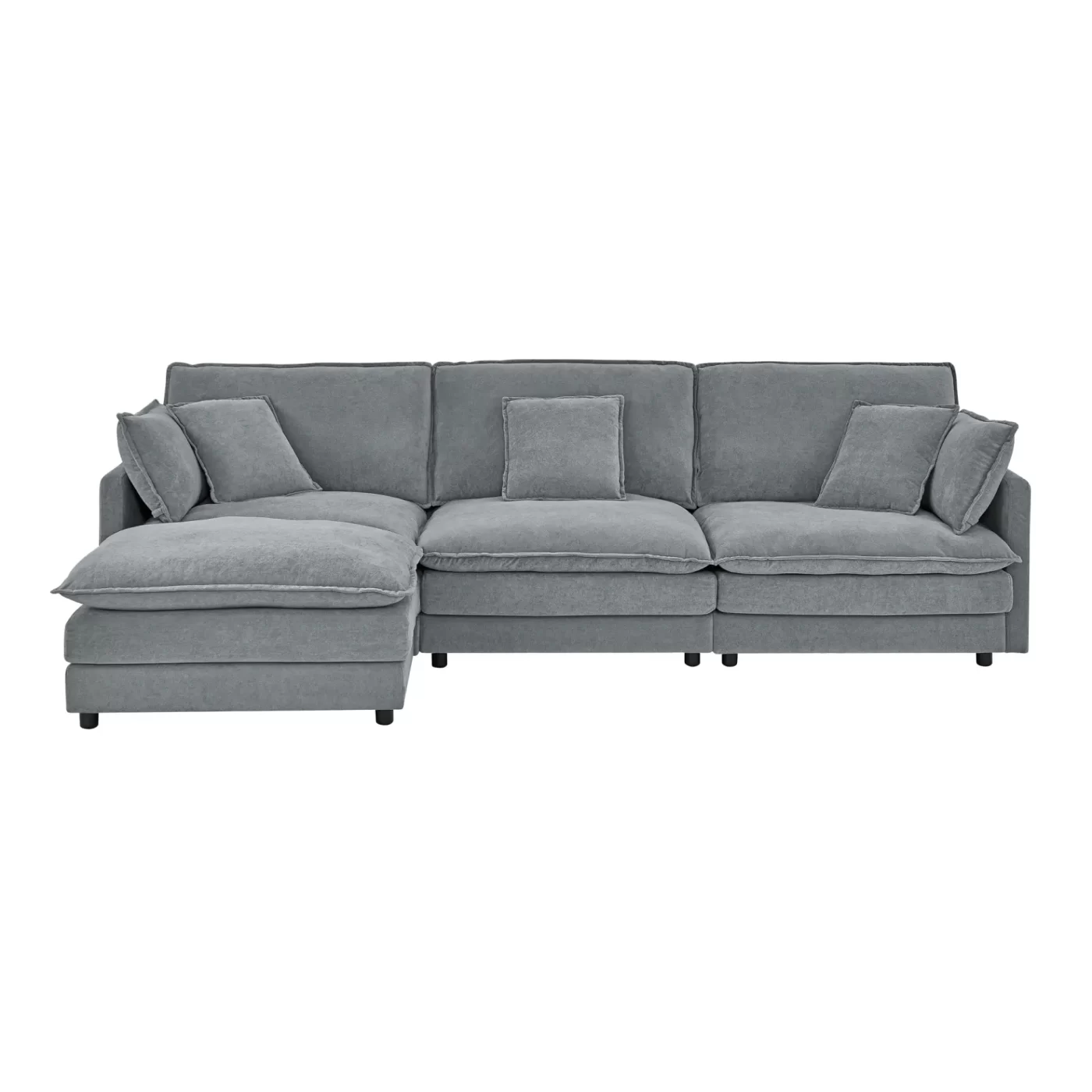 Modern Home Living Room L-Shaped Sectional Sofa Couches with Storage Ottoman, Convertible Oversized 4 Seater Couch Towel Fabric, Grey