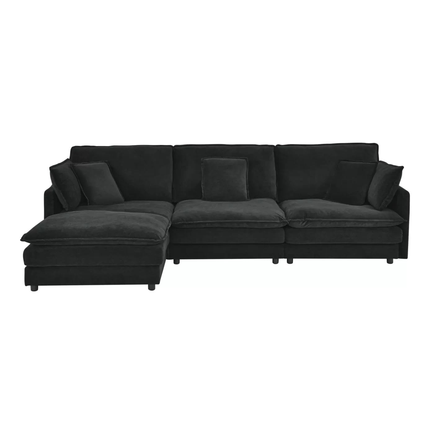 Modern Home Living Room L-Shaped Sectional Sofa Couches with Storage Ottoman, Convertible Oversized 4 Seater Couch Towel Fabric, Black