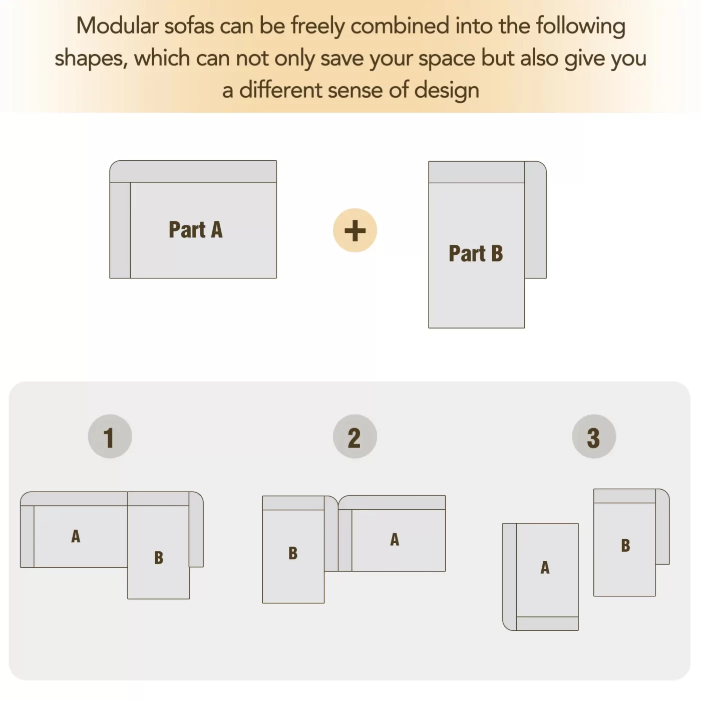 112.2*74" Modular Modular Combination Living Room Sofa Set, Modern Minimalist Sofa, Living Room Upholstered Sofa Bed, Bedroom, 2pcs Computer Free Combination, L-Shaped,Light Gray