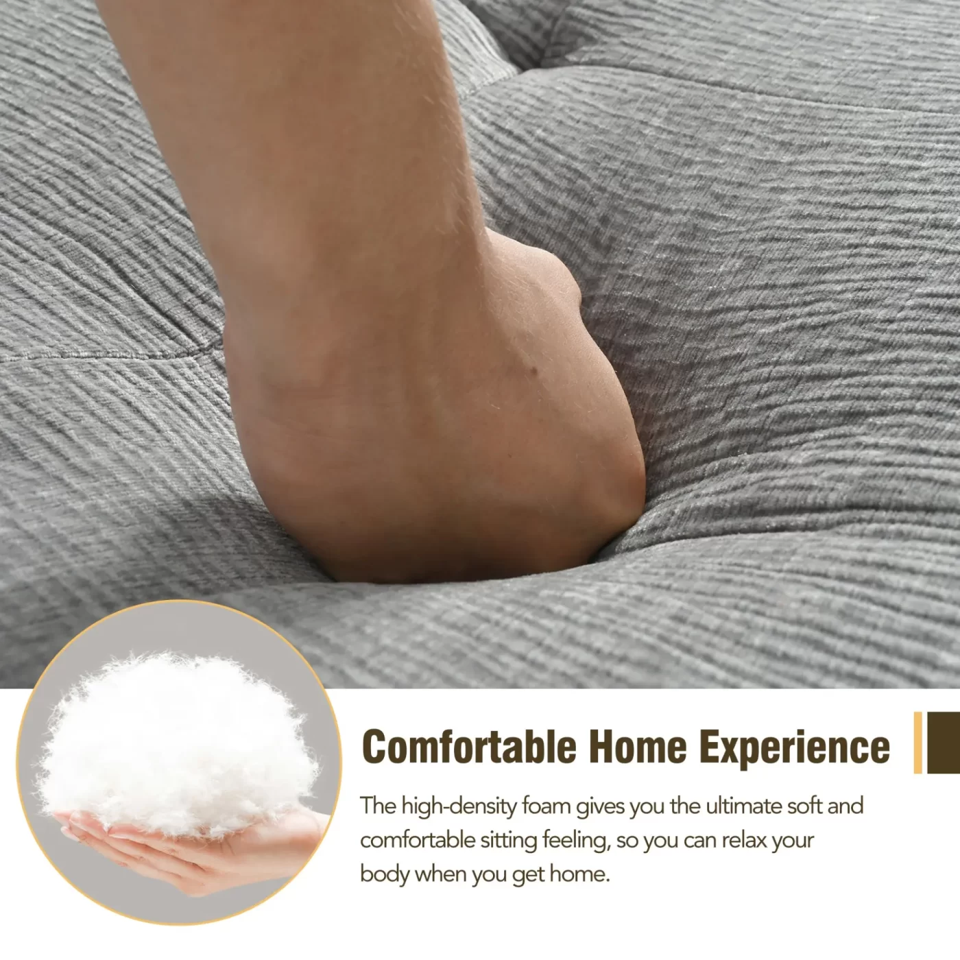 112.2*74" Modular Modular Combination Living Room Sofa Set, Modern Minimalist Sofa, Living Room Upholstered Sofa Bed, Bedroom, 2pcs Computer Free Combination, L-Shaped,Light Gray