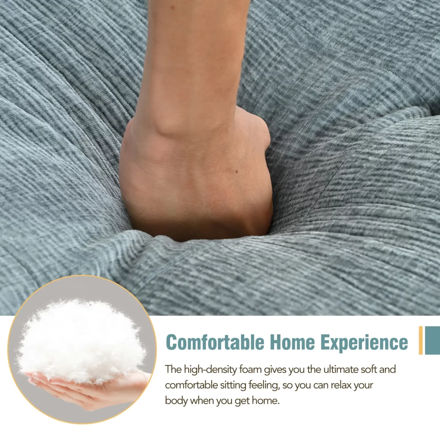 112.2*74" Modular Modular Combination Living Room Sofa Set, Modern Minimalist Sofa, Living Room Upholstered Sofa Bed, Bedroom, 2pcs Computer Free Combination, L-Shaped,Blue Gray