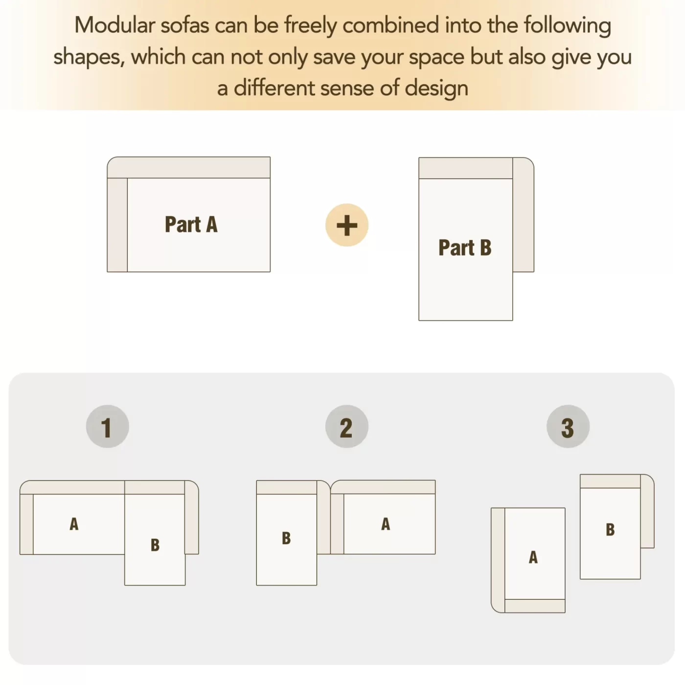 112.2*74" Modular Modular Combination Living Room Sofa Set, Modern Minimalist Sofa, Living Room Upholstered Sofa Bed, Bedroom, 2pcs Computer Free Combination, L-Shaped,Beige