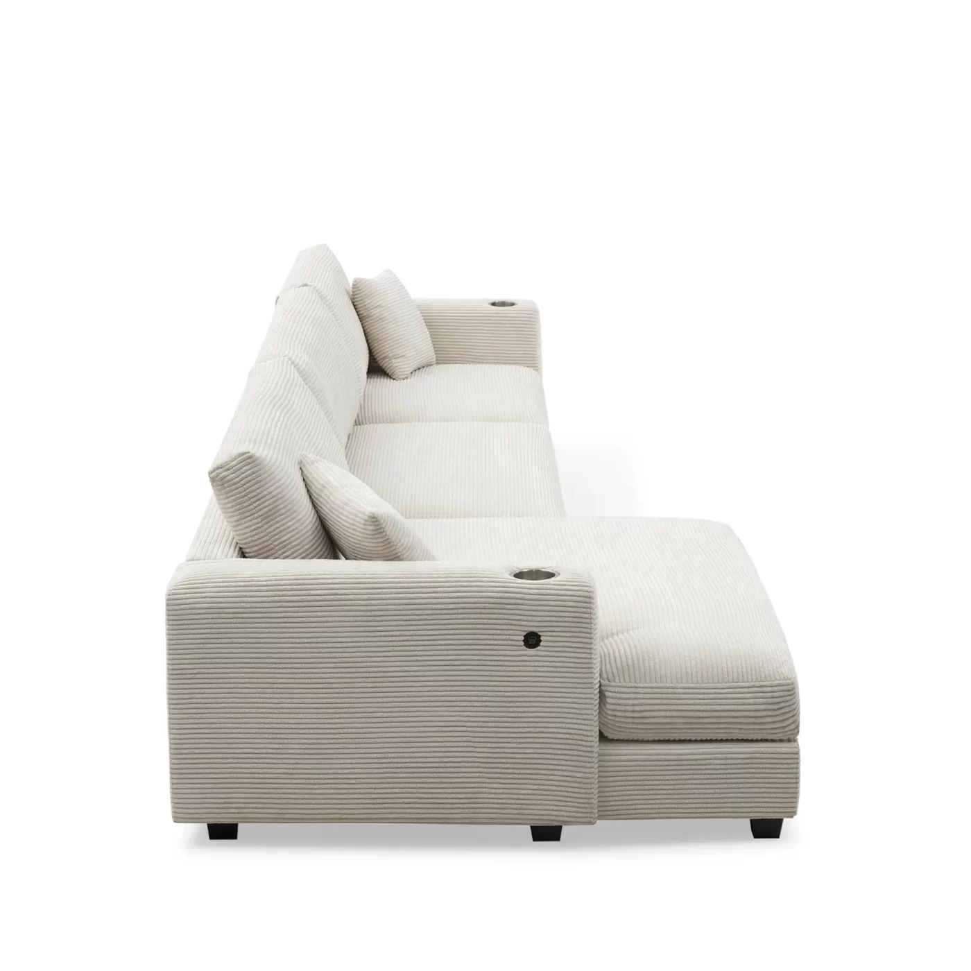 134*54" Oversized Corduroy Sectional Sofa,L Shaped Cloud Couch with USB Charging Port,Cup Holder,Deep and Wide Seat Sofa with 50" Chaise,Comfy Indoor Furniture for Living Room,3 Colors