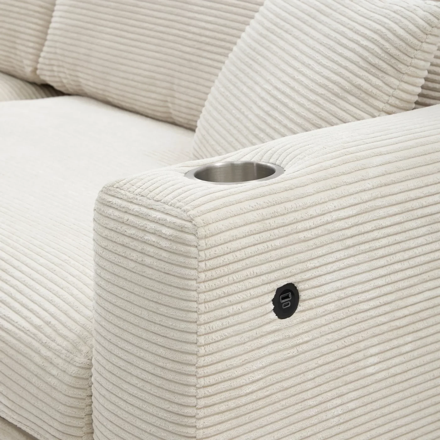 134*54" Oversized Corduroy Sectional Sofa,L Shaped Cloud Couch with USB Charging Port,Cup Holder,Deep and Wide Seat Sofa with 50" Chaise,Comfy Indoor Furniture for Living Room,3 Colors