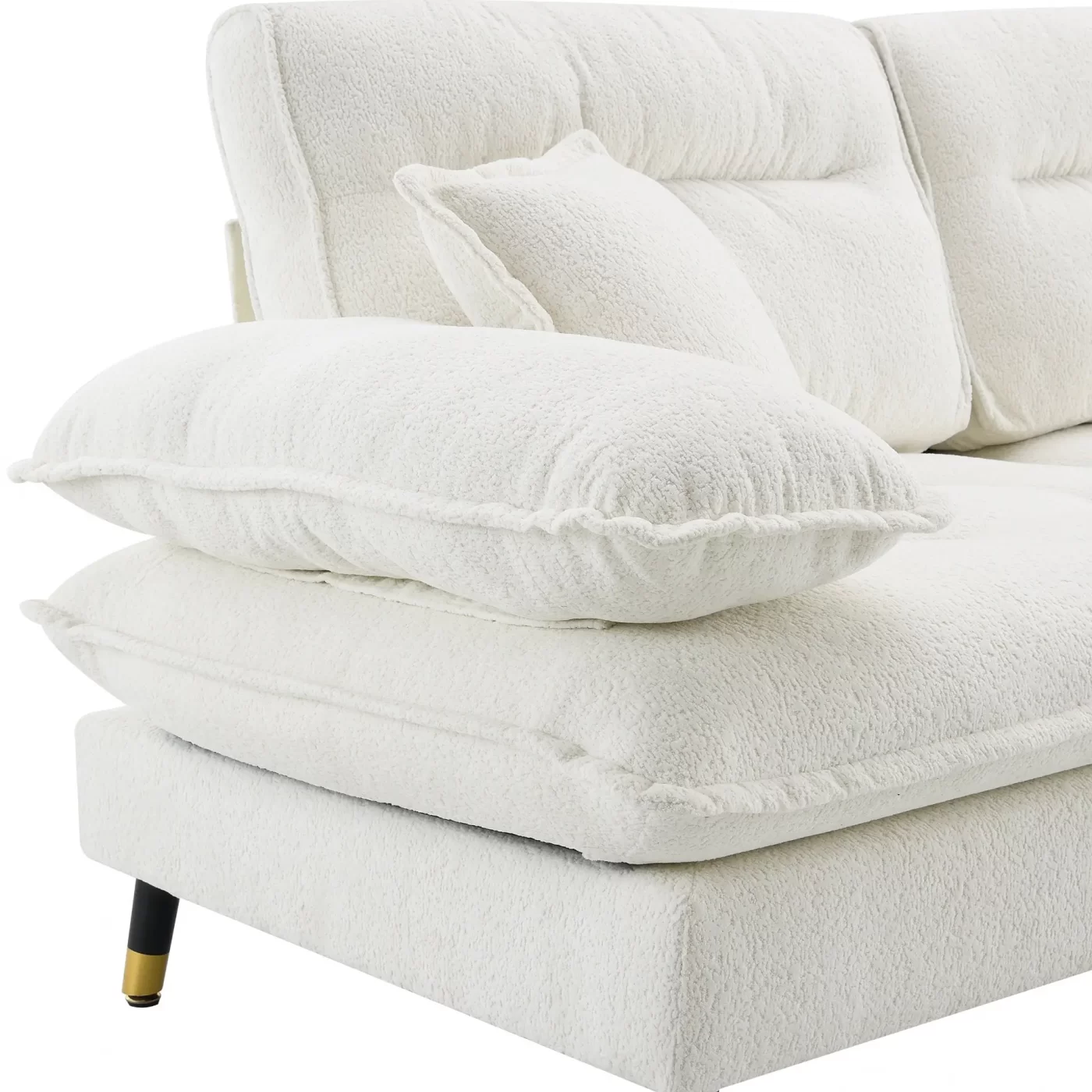 106*66.5" L shaped Convertible Sectional Sofa,4 Seat Tufted Couch Set with Two-tone Adjust Legs,Cloud Chenille Fabric,Movable Ottoman for Living Room, Apartment,Office,3 Colors