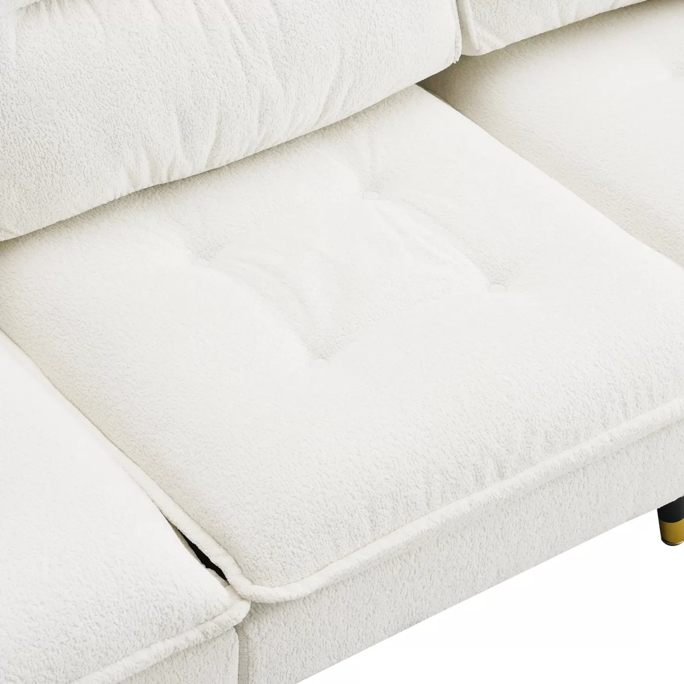 106*66.5" L shaped Convertible Sectional Sofa,4 Seat Tufted Couch Set with Two-tone Adjust Legs,Cloud Chenille Fabric,Movable Ottoman for Living Room, Apartment,Office,3 Colors