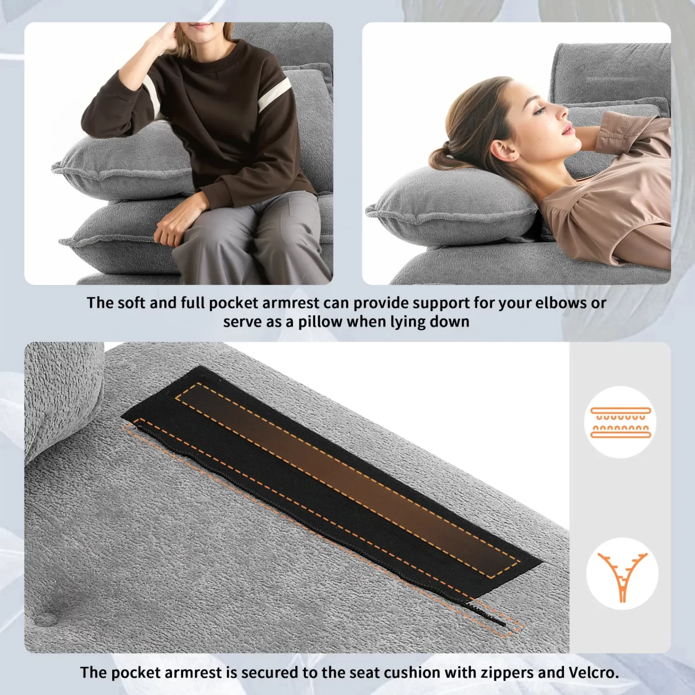 106*66.5" L shaped Convertible Sectional Sofa,4 Seat Tufted Couch Set with Two-tone Adjust Legs,Cloud Chenille Fabric,Movable Ottoman for Living Room, Apartment,Office,3 Colors