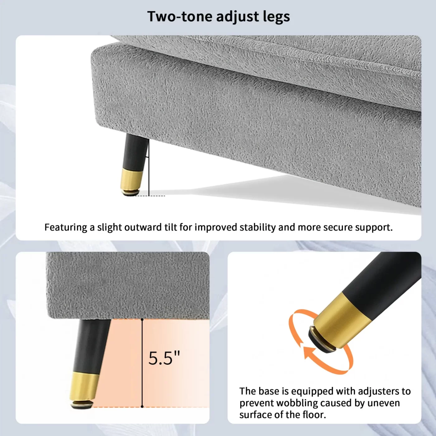 106*66.5" L shaped Convertible Sectional Sofa,4 Seat Tufted Couch Set with Two-tone Adjust Legs,Cloud Chenille Fabric,Movable Ottoman for Living Room, Apartment,Office,3 Colors