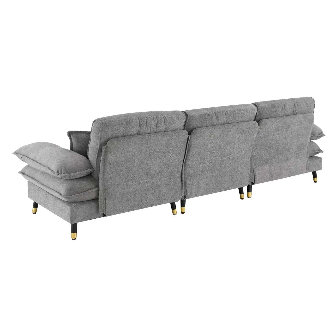 106*66.5" L shaped Convertible Sectional Sofa,4 Seat Tufted Couch Set with Two-tone Adjust Legs,Cloud Chenille Fabric,Movable Ottoman for Living Room, Apartment,Office,3 Colors
