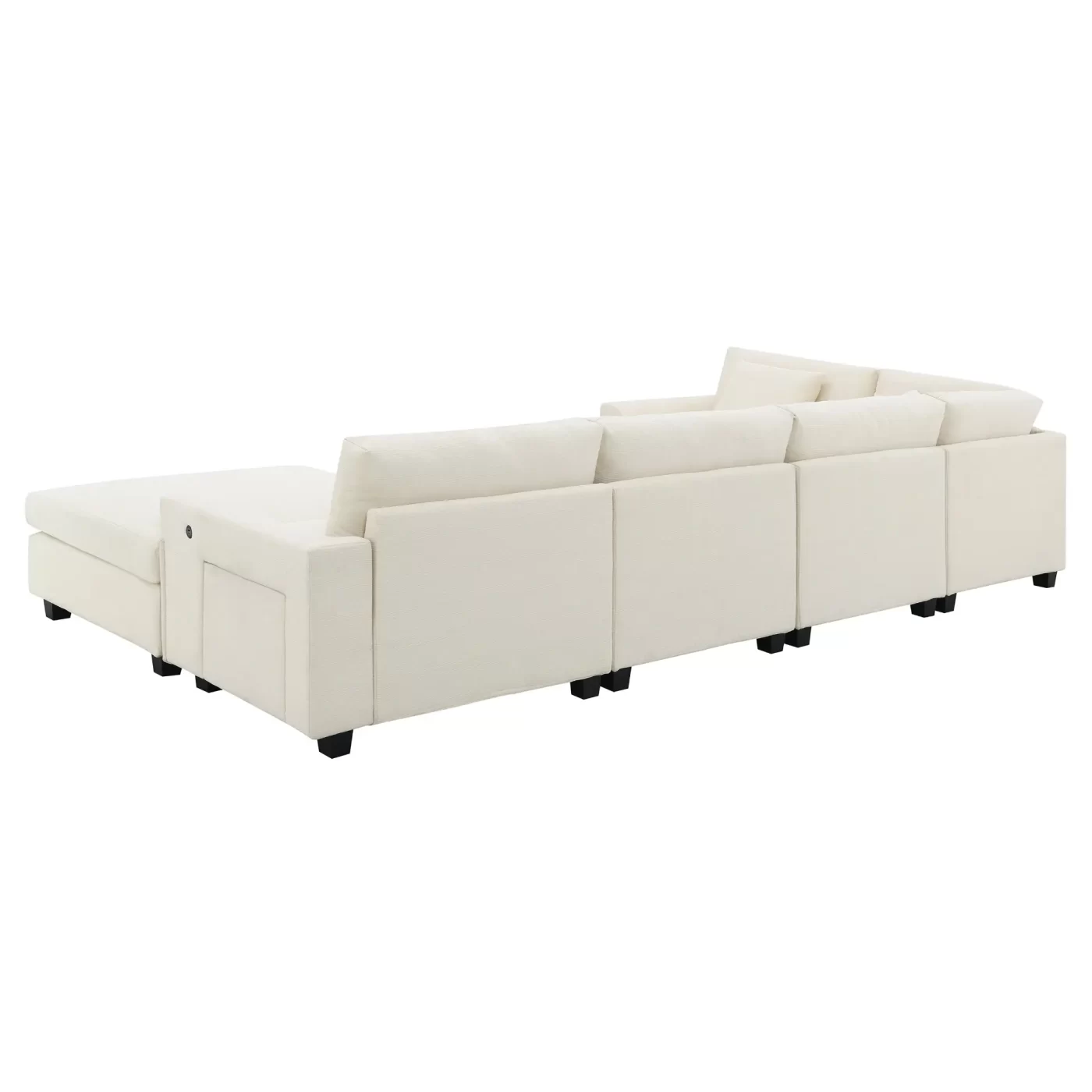 128*67" U Shaped Sectional Sofa,6 Seat Chenille Couch Set with Oversized Ottoman,Hidden Armrest Storage and Cup Holders,USB Charging Ports,Wide Seat Sofa for Living Room,Apartment,2 Colors