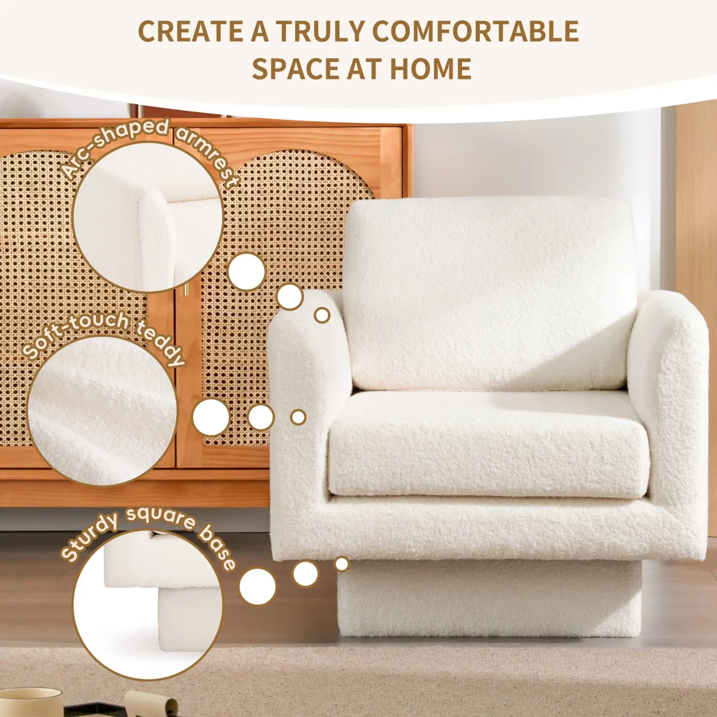 360 Modern Swivel Accent Chair,30" W Teddy Sherpa Round Armchair,Thick Padded Single Lounge Sofa,Upholstered Comfy Barrel Chair,Reading Club Chair for Living Room,Nursery,Bedroom,4 Colors