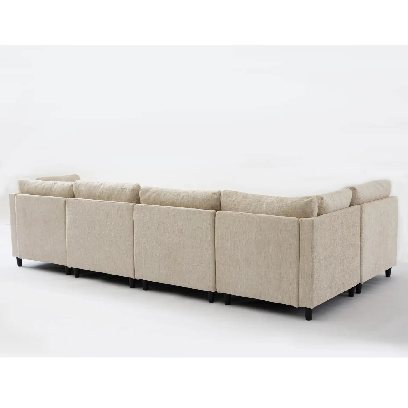 Modular Sectional Couch with Storage Ottoman, U Shaped Sofa, Storage Ottoman,Minimalist ,Convertible Modular Sofa,Chenille ,Upholstered,6 Seat,Living Room, Beige