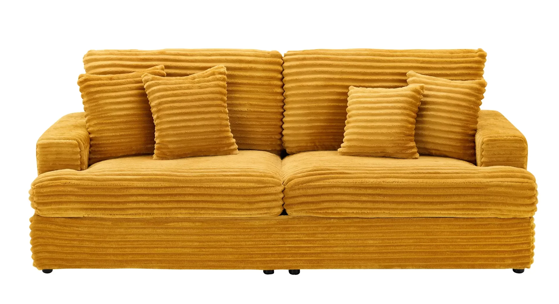 79.3 "long, corduroy sofa with 4 matching pillows, stylish design spacious and comfortable 3-seater sofa suitable for modern living room, orange color