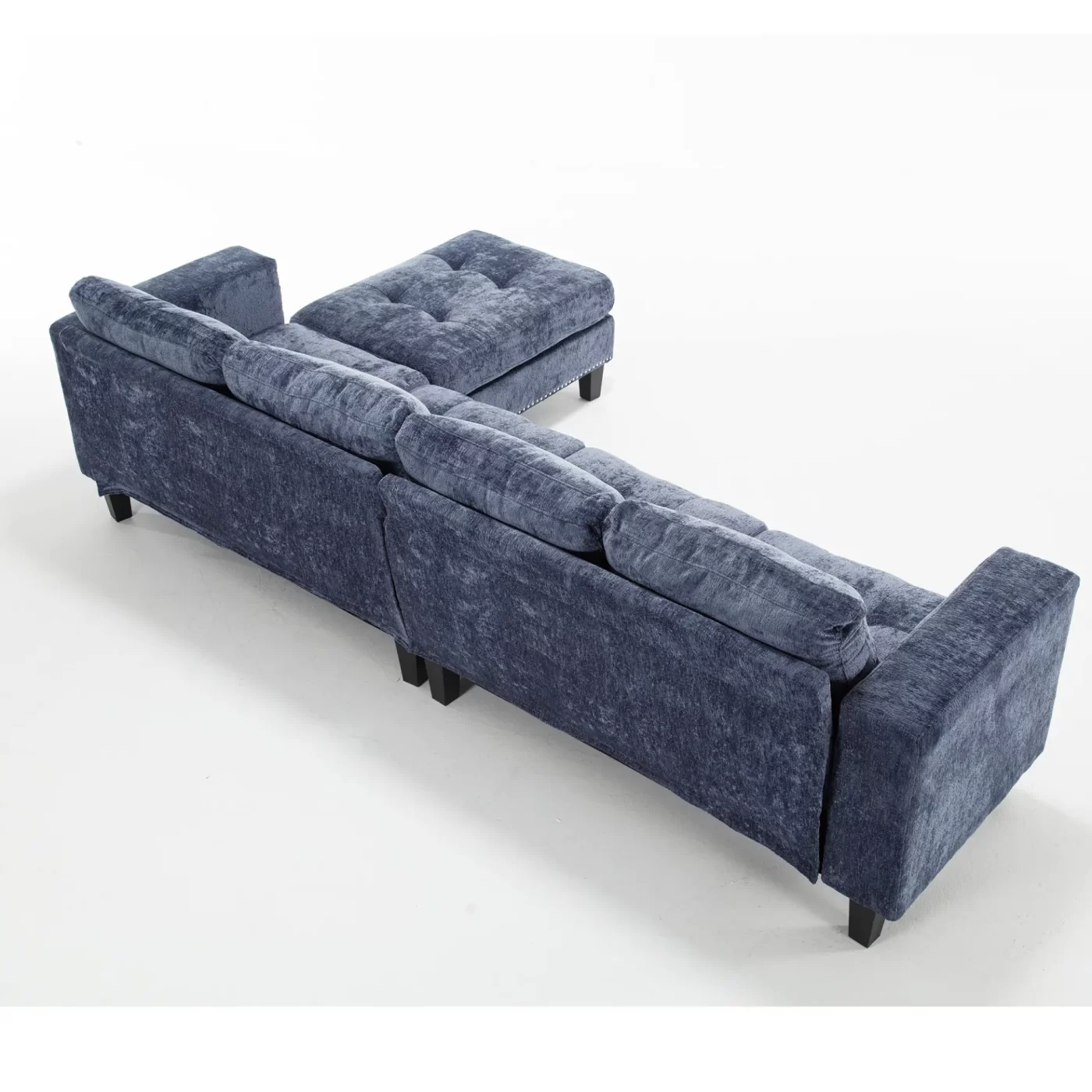5 Seat Modular Sofa,with Storage Ottoman, Convertible Sectional Sofa, L Shaped Couch , Reversible Chaise ,Riveted sofa,Chenille, Blue