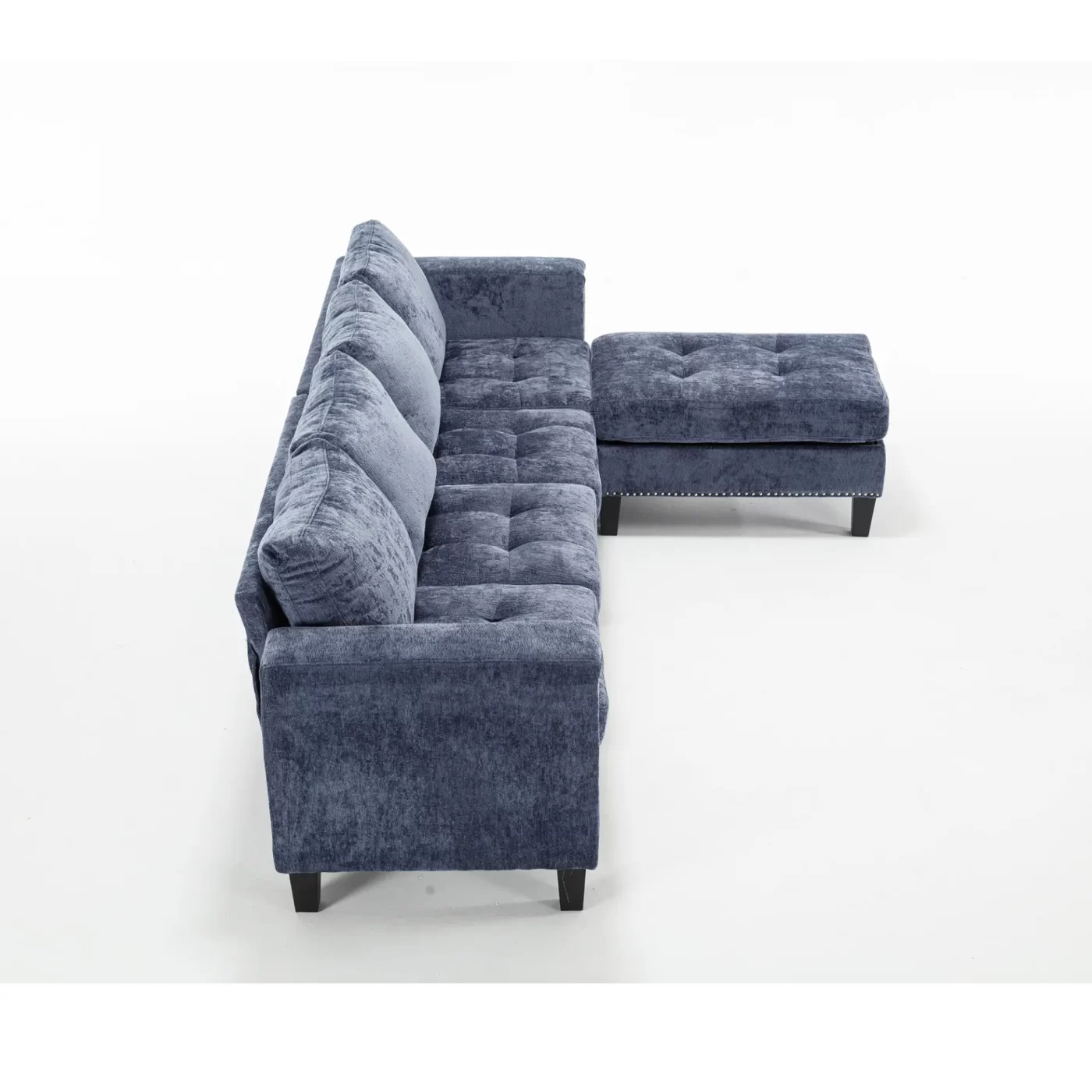 5 Seat Modular Sofa,with Storage Ottoman, Convertible Sectional Sofa, L Shaped Couch , Reversible Chaise ,Riveted sofa,Chenille, Blue