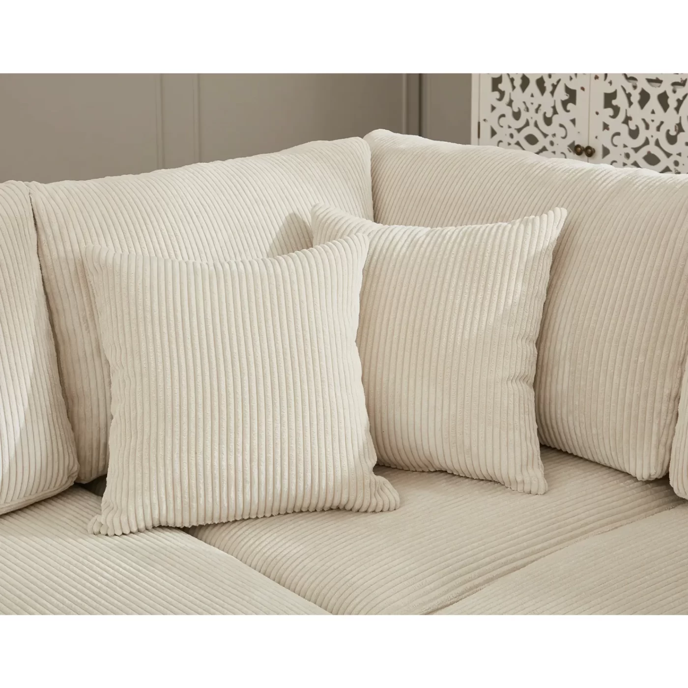 Oversized Modular Sectional Sofa Set, L Shaped Couch,Corduroy ,Upholstered,Deep Seat,,5 Seat,5 Throw pillow and 6 back cushion,Living Room, Apartment ,Beige