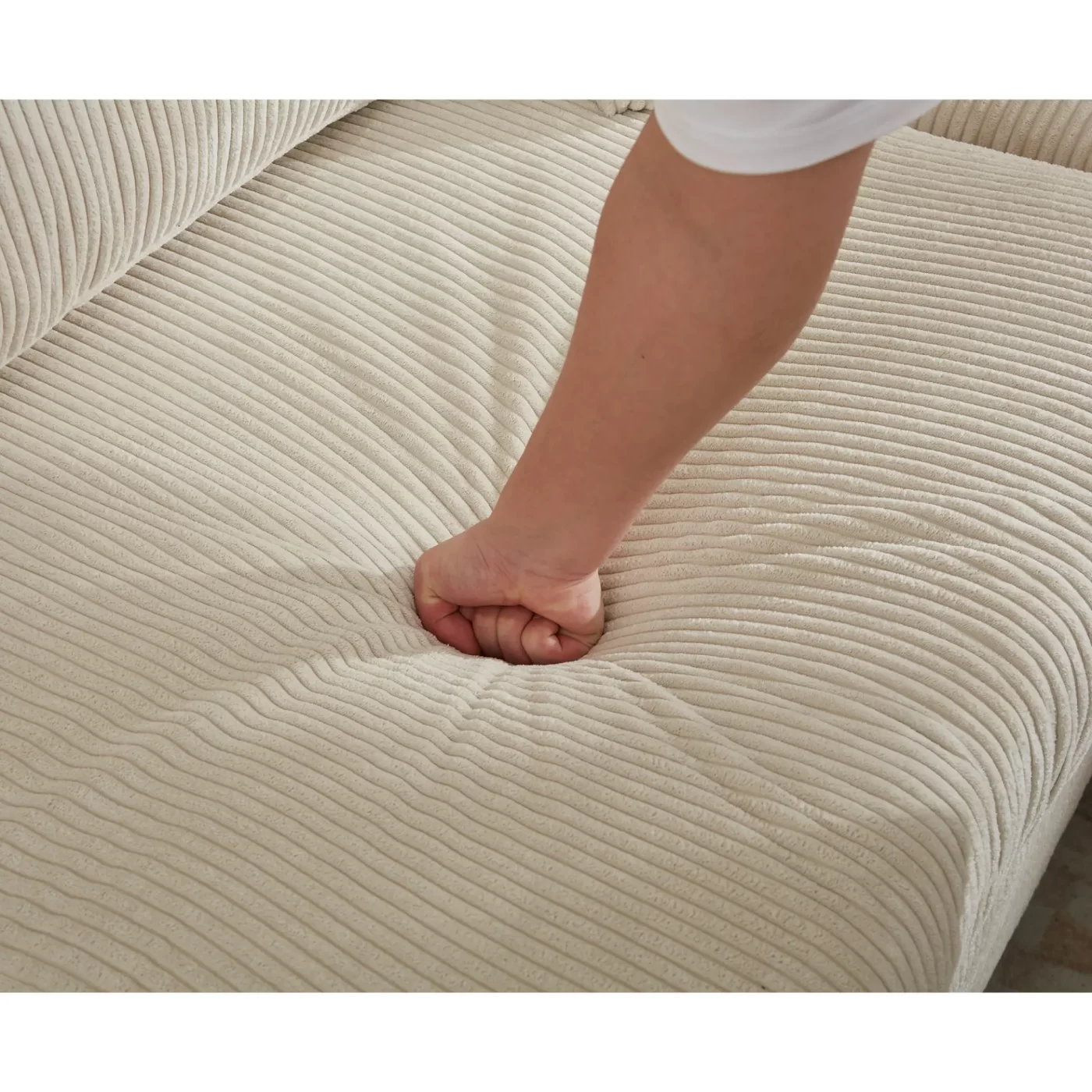 Oversized Modular Sectional Sofa Set, L Shaped Couch,Corduroy ,Upholstered,Deep Seat,,5 Seat,5 Throw pillow and 6 back cushion,Living Room, Apartment ,Beige