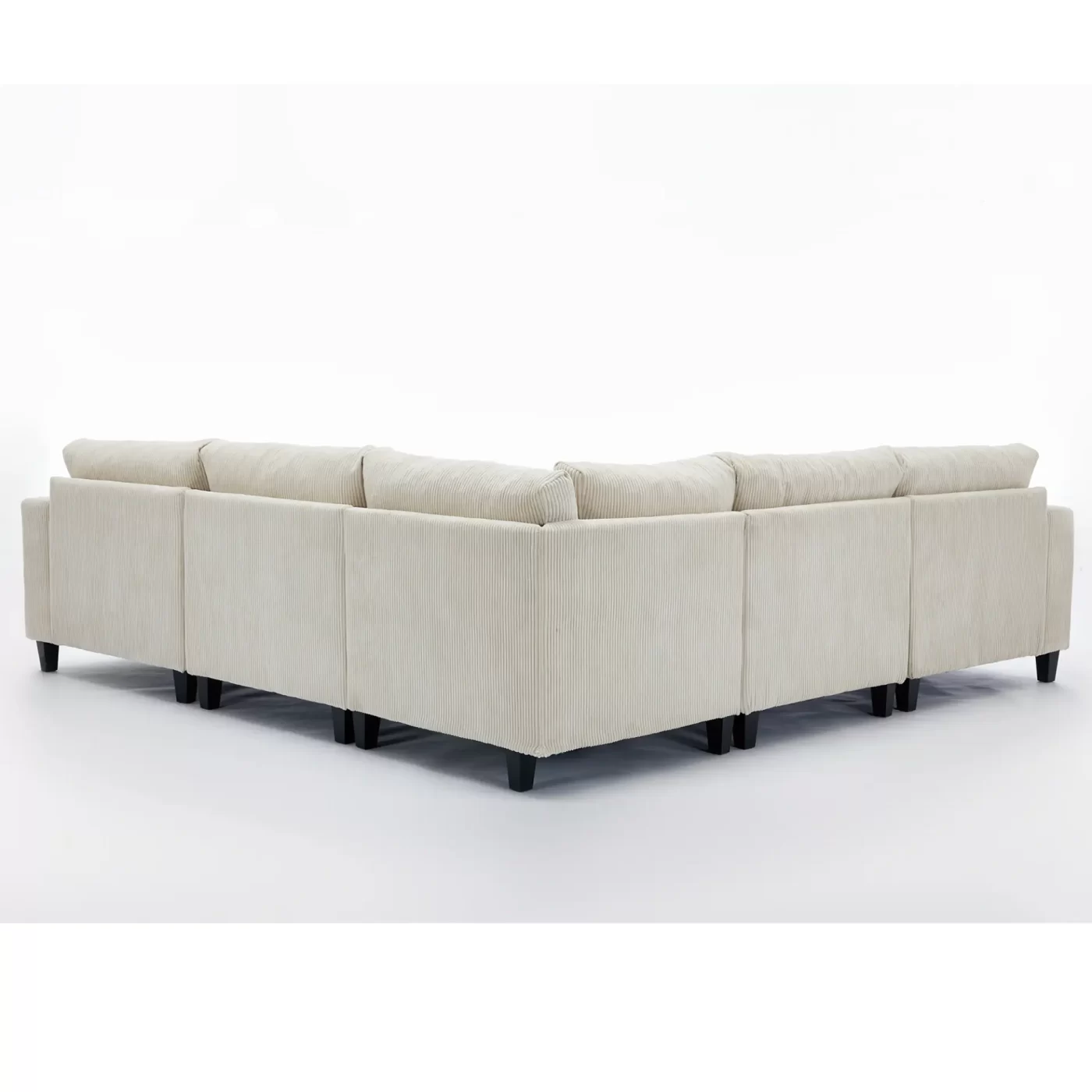 Oversized Modular Sectional Sofa Set, L Shaped Couch,Corduroy ,Upholstered,Deep Seat,,5 Seat,5 Throw pillow and 6 back cushion,Living Room, Apartment ,Beige