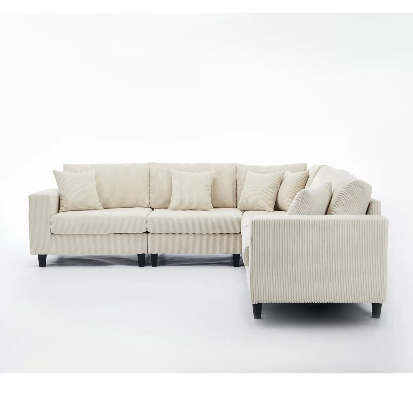 Oversized Modular Sectional Sofa Set, L Shaped Couch,Corduroy ,Upholstered,Deep Seat,,5 Seat,5 Throw pillow and 6 back cushion,Living Room, Apartment ,Beige
