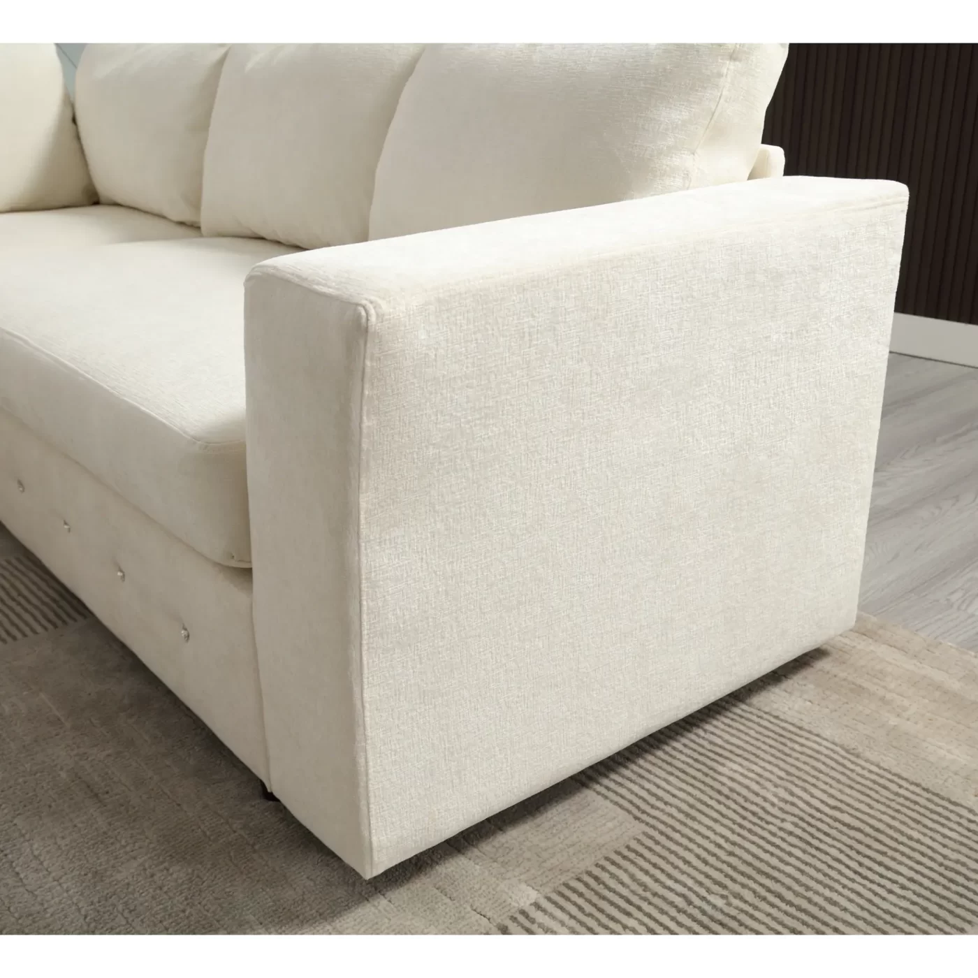 110.75" Sectional Sofa,Oversized modular sofa,Chaise Storage, Modern U Shaped Couch , Upholstered Sofas,Chenille,Crystal button , Living Room, Apartment, Beige