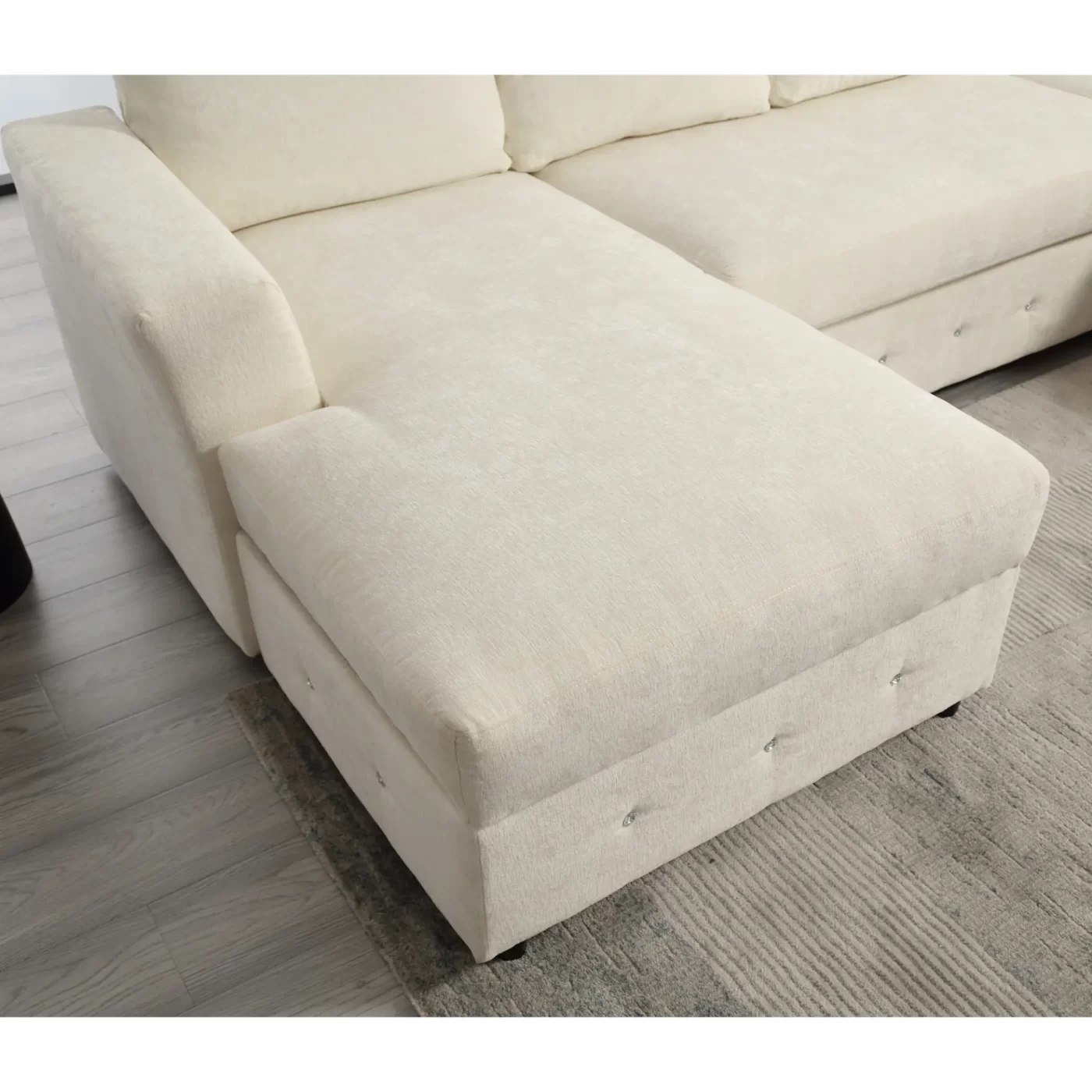 110.75" Sectional Sofa,Oversized modular sofa,Chaise Storage, Modern U Shaped Couch , Upholstered Sofas,Chenille,Crystal button , Living Room, Apartment, Beige