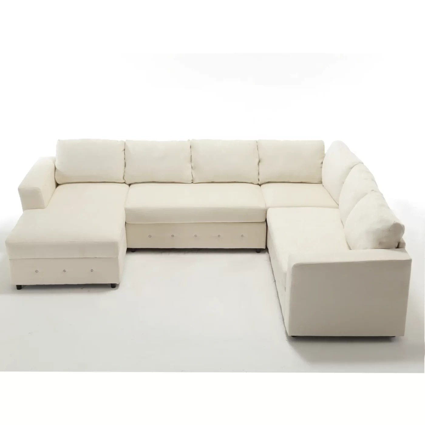 110.75" Sectional Sofa,Oversized modular sofa,Chaise Storage, Modern U Shaped Couch , Upholstered Sofas,Chenille,Crystal button , Living Room, Apartment, Beige