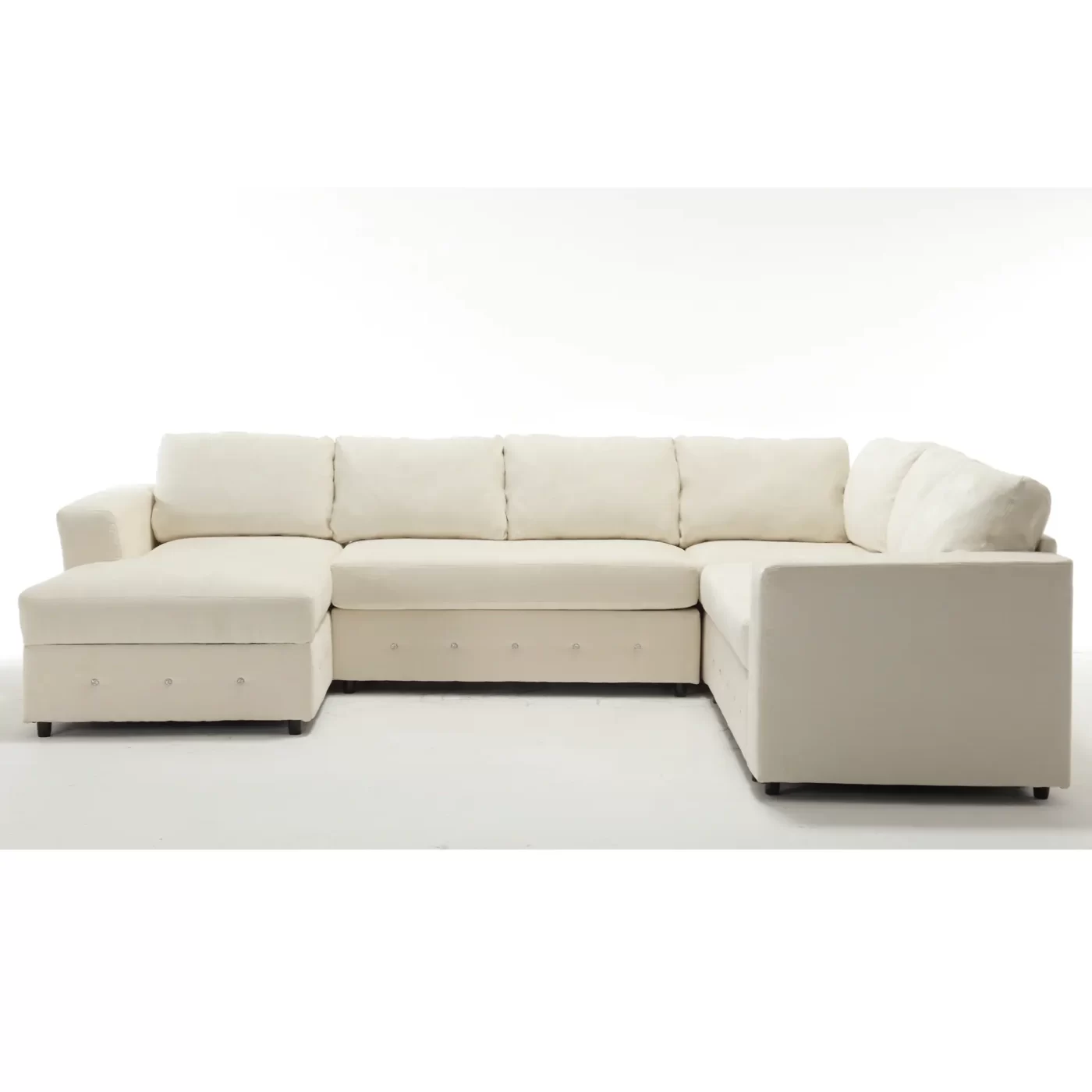 110.75" Sectional Sofa,Oversized modular sofa,Chaise Storage, Modern U Shaped Couch , Upholstered Sofas,Chenille,Crystal button , Living Room, Apartment, Beige