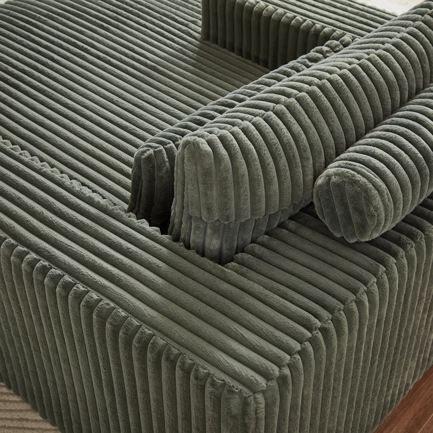 75-Inch Corduroy Sponge Sofa Lounge Chair,No Assembly Required,Fluffy Modern Sleeper Chair for Indoor Living Room Bedroom