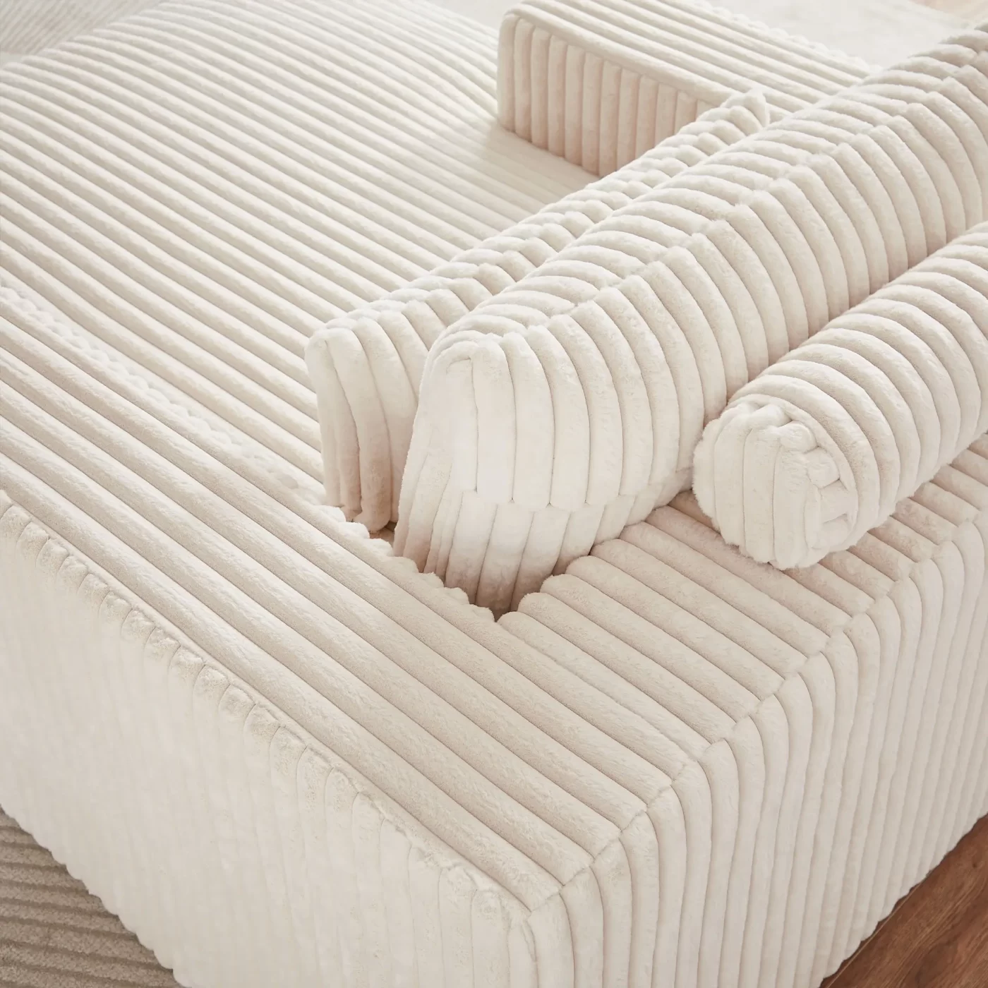 75-Inch Corduroy Sponge Sofa Lounge Chair,No Assembly Required,Fluffy Modern Sleeper Chair for Indoor Living Room Bedroom