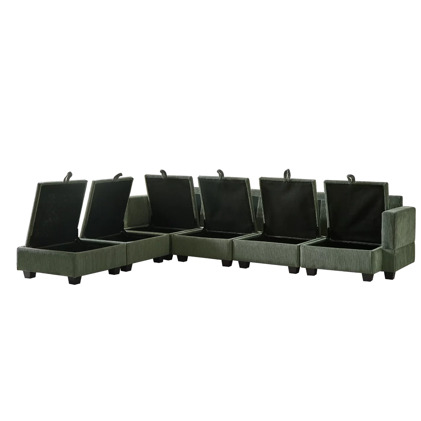 113.5'' Modular Sectiona Corduroy Sofa, Sectional Couches for Living Room U Shaped Sectional Couch with Storage Ottoman, 6 Seats Convertible Sectionals with Chaise