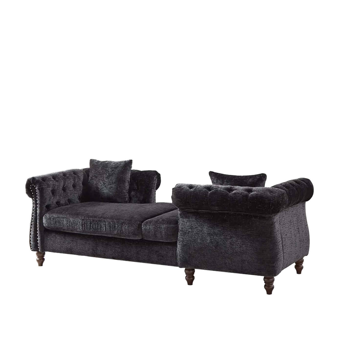 81-inch Chenille Face-to-face Chaise Lounge with Two Pillows,Nailhead trim,Button Tufted Design and Rolled Arms for Lounge, Living room and Office