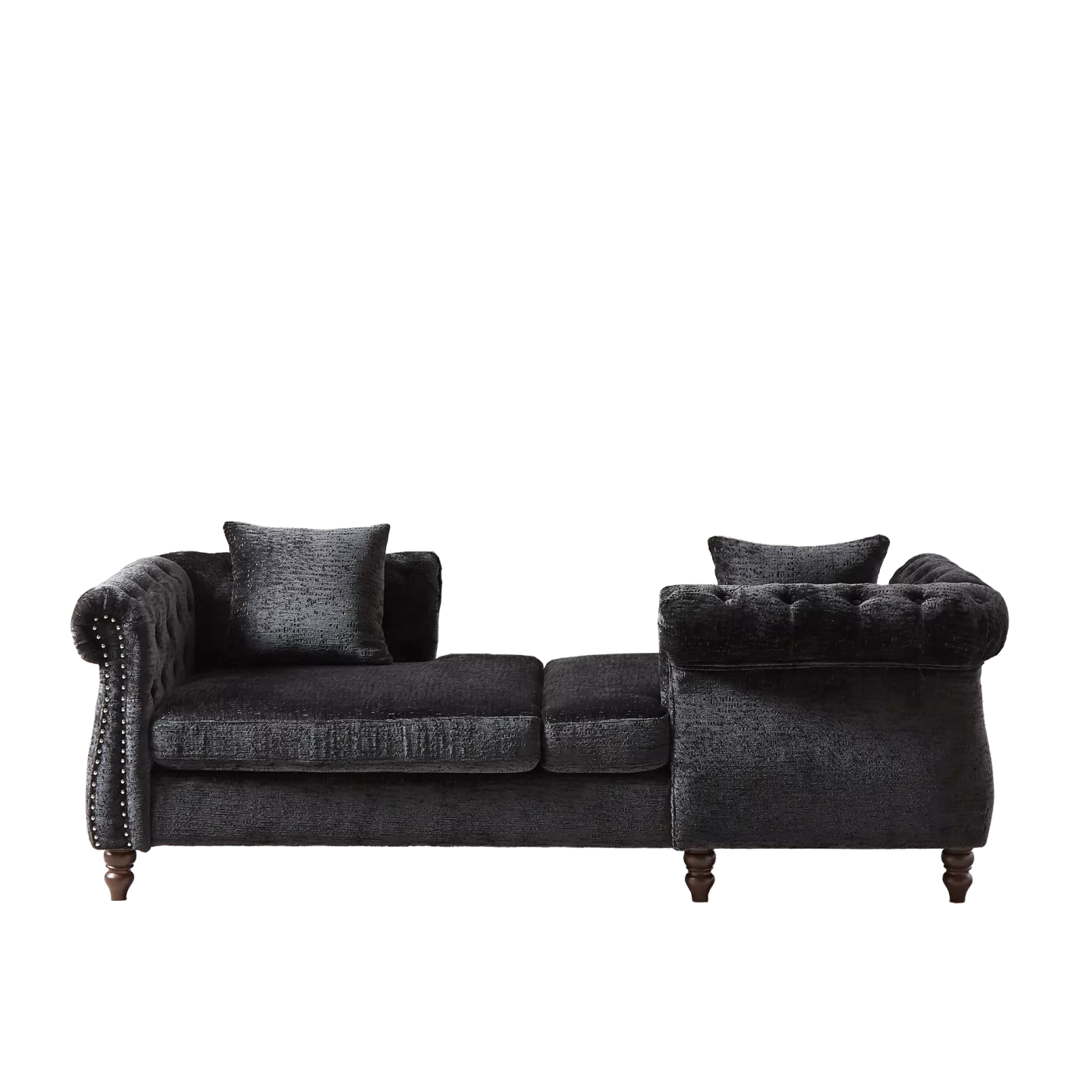 81-inch Chenille Face-to-face Chaise Lounge with Two Pillows,Nailhead trim,Button Tufted Design and Rolled Arms for Lounge, Living room and Office