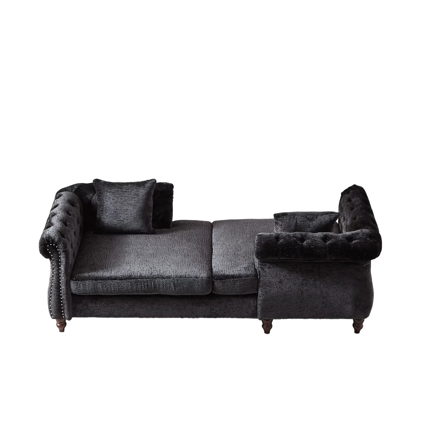 81-inch Chenille Face-to-face Chaise Lounge with Two Pillows,Nailhead trim,Button Tufted Design and Rolled Arms for Lounge, Living room and Office